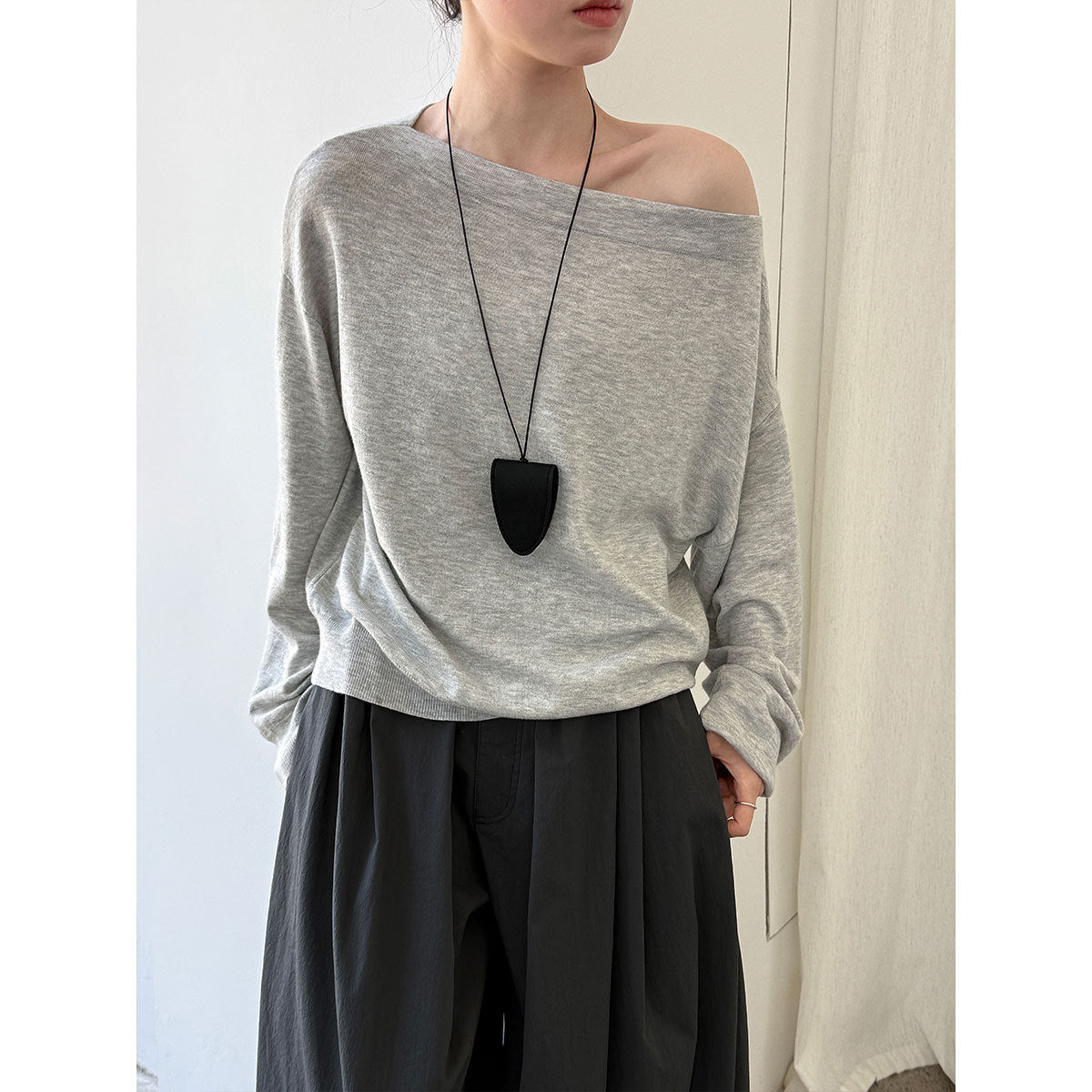 One-Shoulder Wool Knit Top for Women Soft and Cozy Sweater