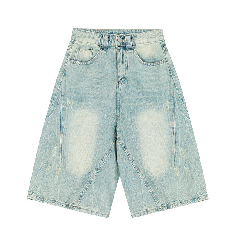Cropped denim shorts