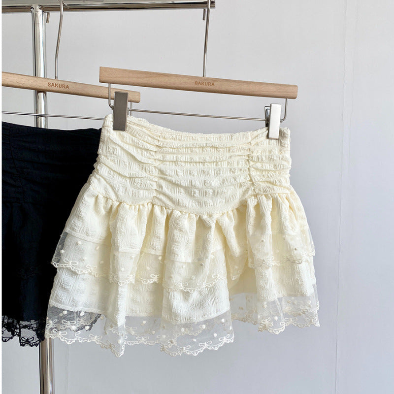 Mesh Lace Ballet Pure & Seductive Style High-Waisted Lace Skirt Women's Arrival Anti-See-Through Short Skirt