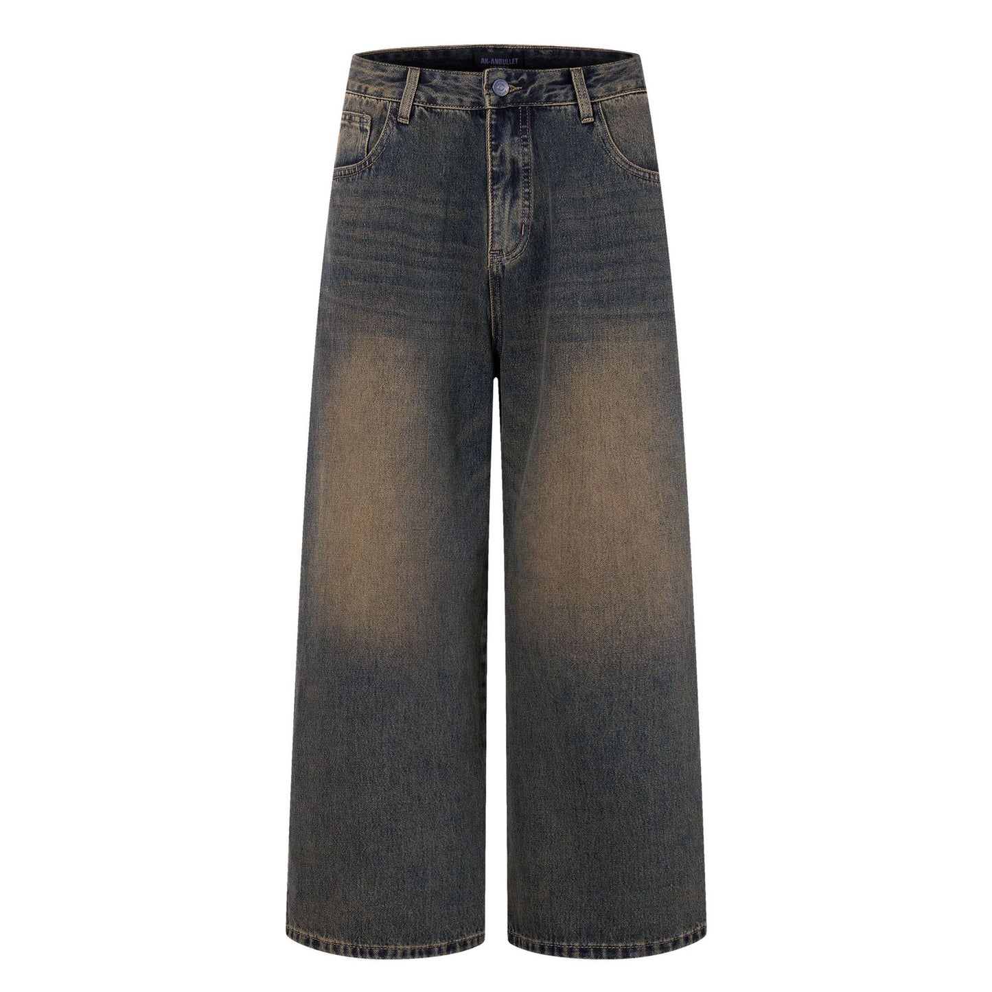 Retro Washed Loose Straight Jeans