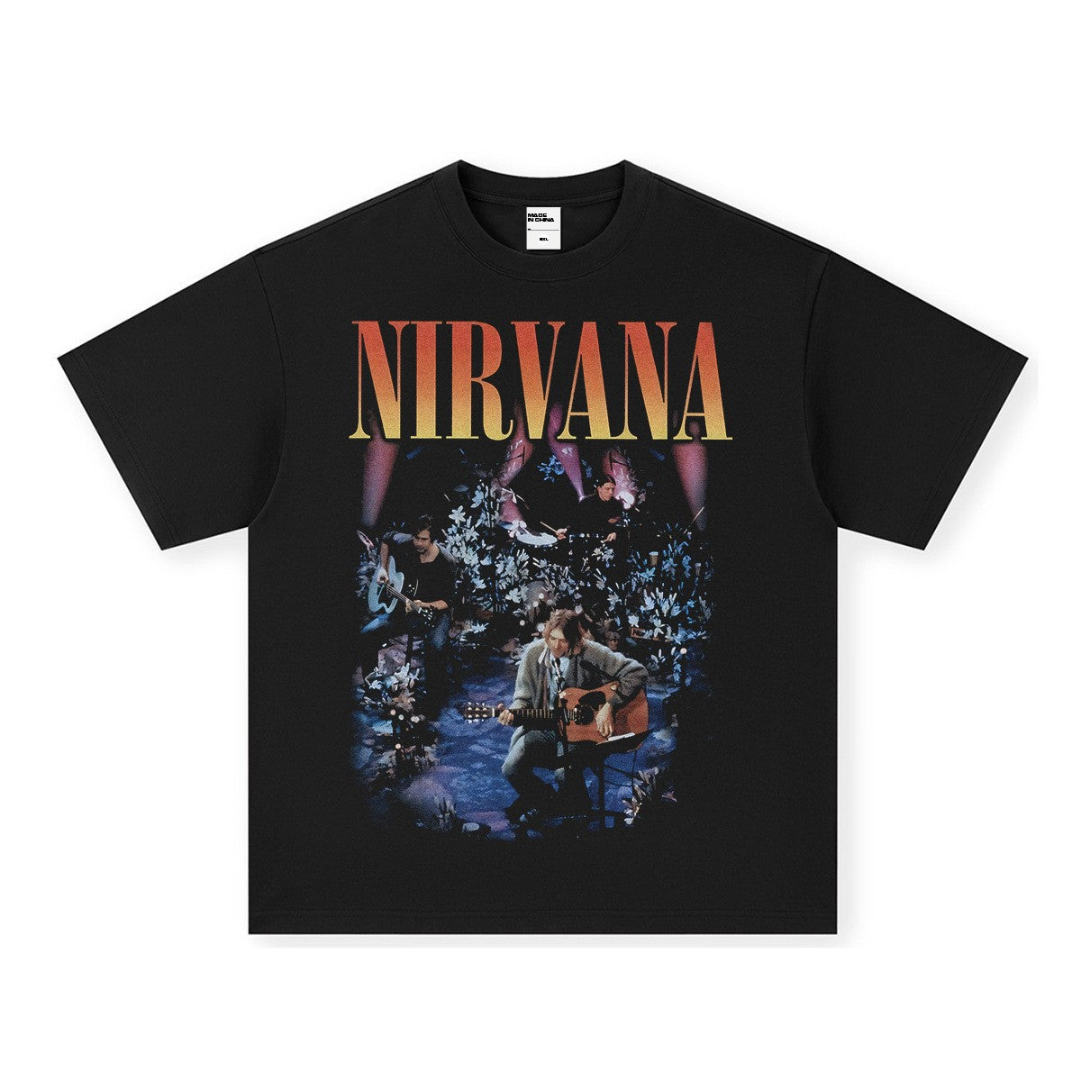 Nirvana Band T-Shirt Long Sleeve Vintage American Retro Washed Aged Nirvana Short Sleeve Tee