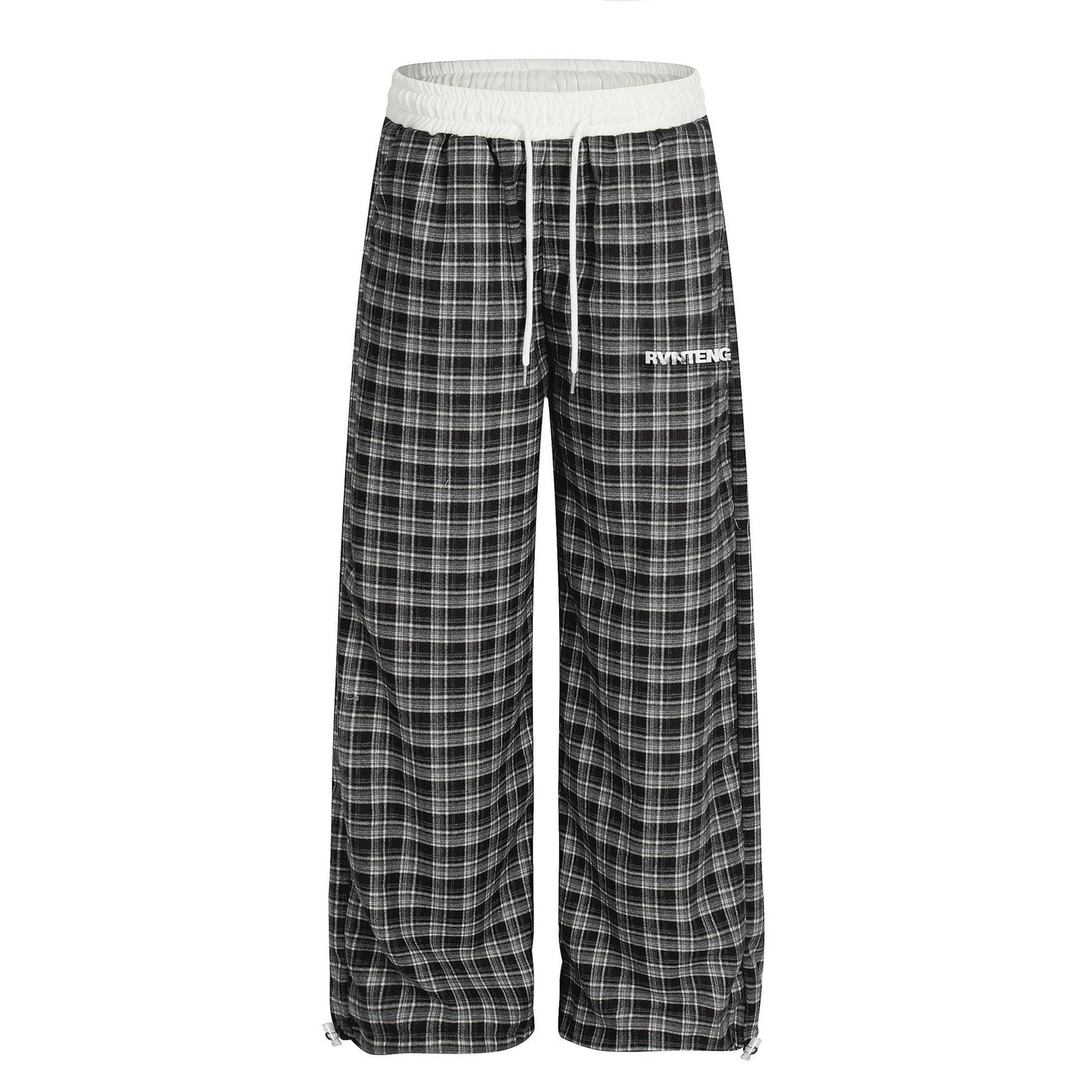 Retro contrasting plaid loose casual pants
