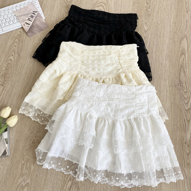 Mesh Lace Ballet Pure & Seductive Style High-Waisted Lace Skirt Women's Arrival Anti-See-Through Short Skirt