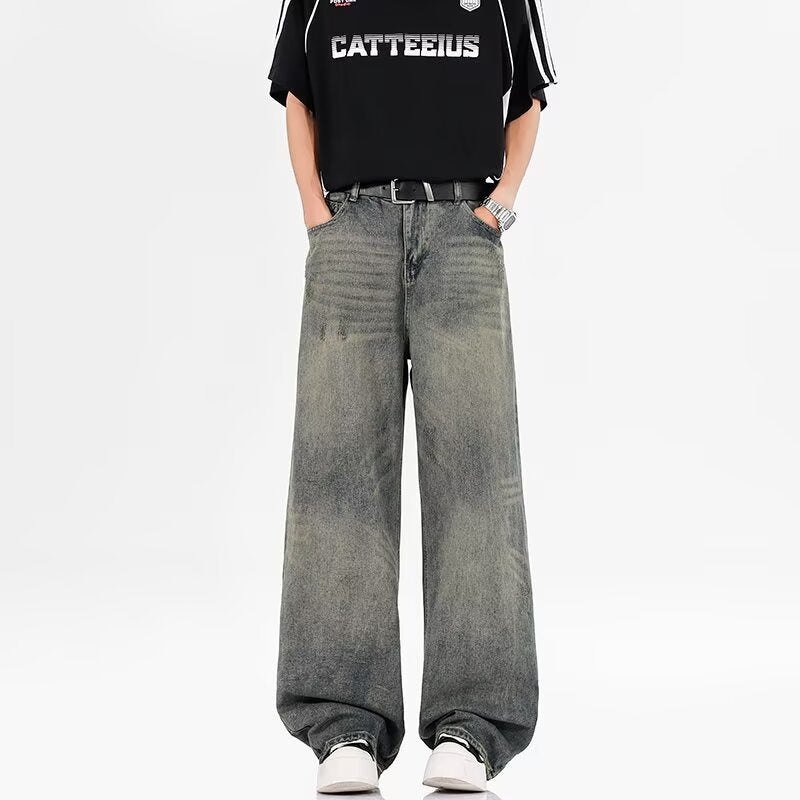 Vintage washed cat whisker jeans