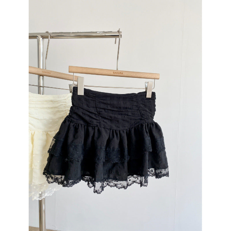 Mesh Lace Ballet Pure & Seductive Style High-Waisted Lace Skirt Women's Arrival Anti-See-Through Short Skirt