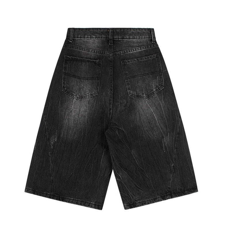 Cropped denim shorts