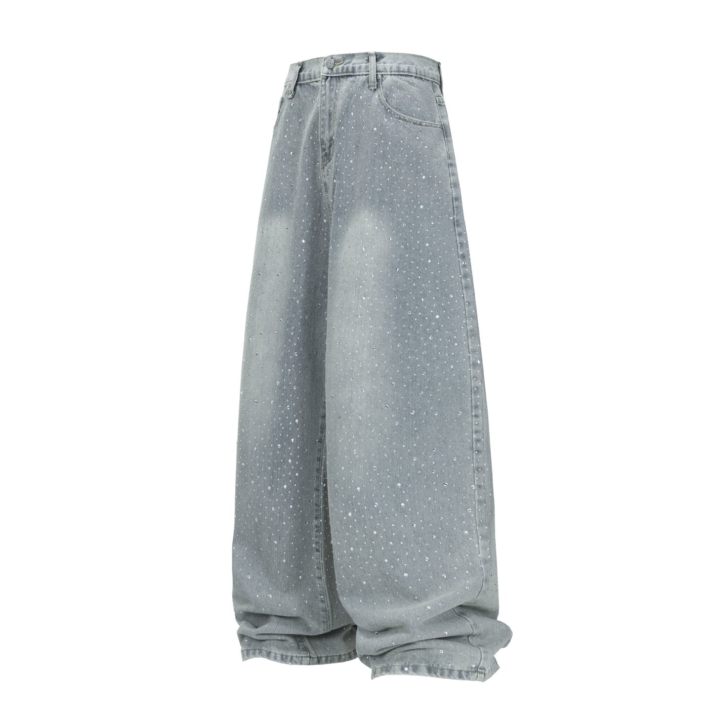 Heavy industry hot stamping jeans wide leg pants