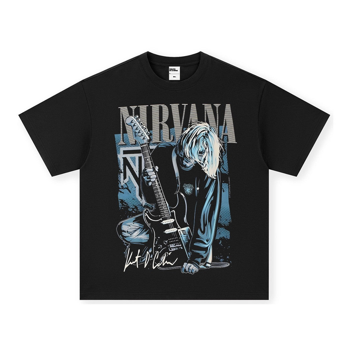 Nirvana Band T-Shirt Long Sleeve Vintage American Retro Washed Aged Nirvana Short Sleeve Tee