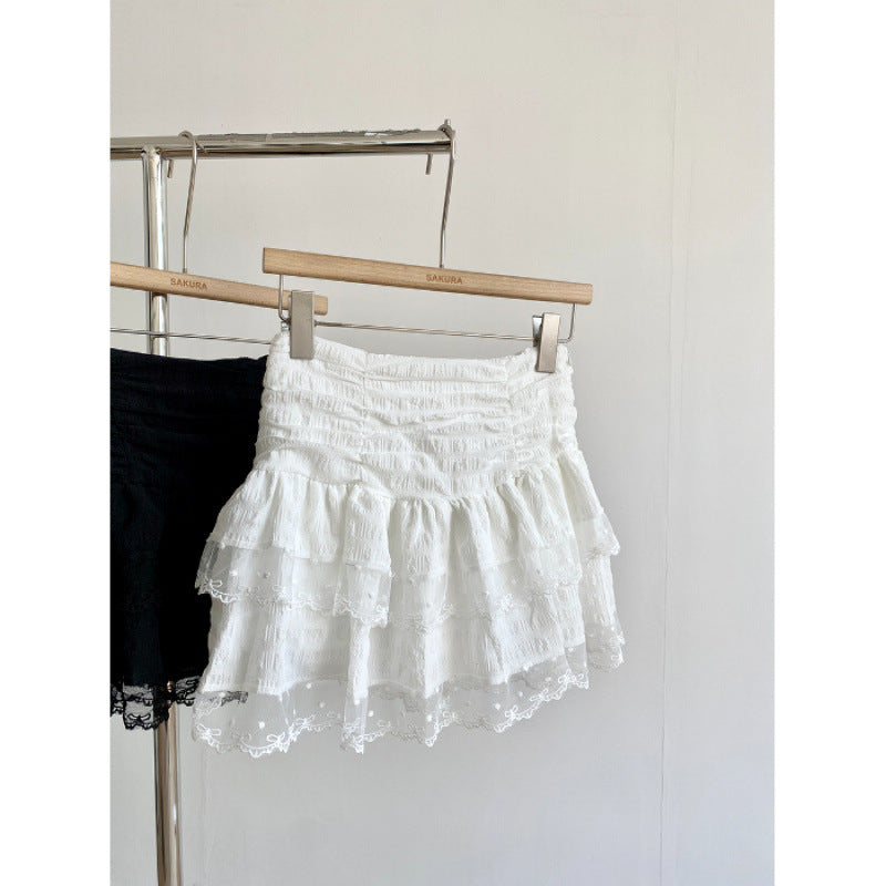 Mesh Lace Ballet Pure & Seductive Style High-Waisted Lace Skirt Women's Arrival Anti-See-Through Short Skirt
