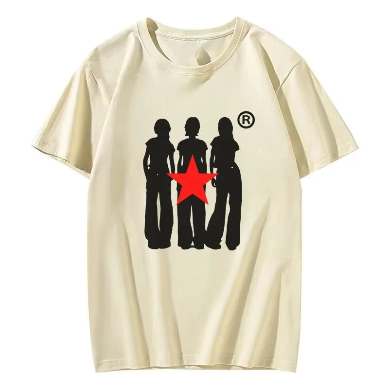 Cotton T-shirt Set wear Harajuku Aesthetic Flat print c
