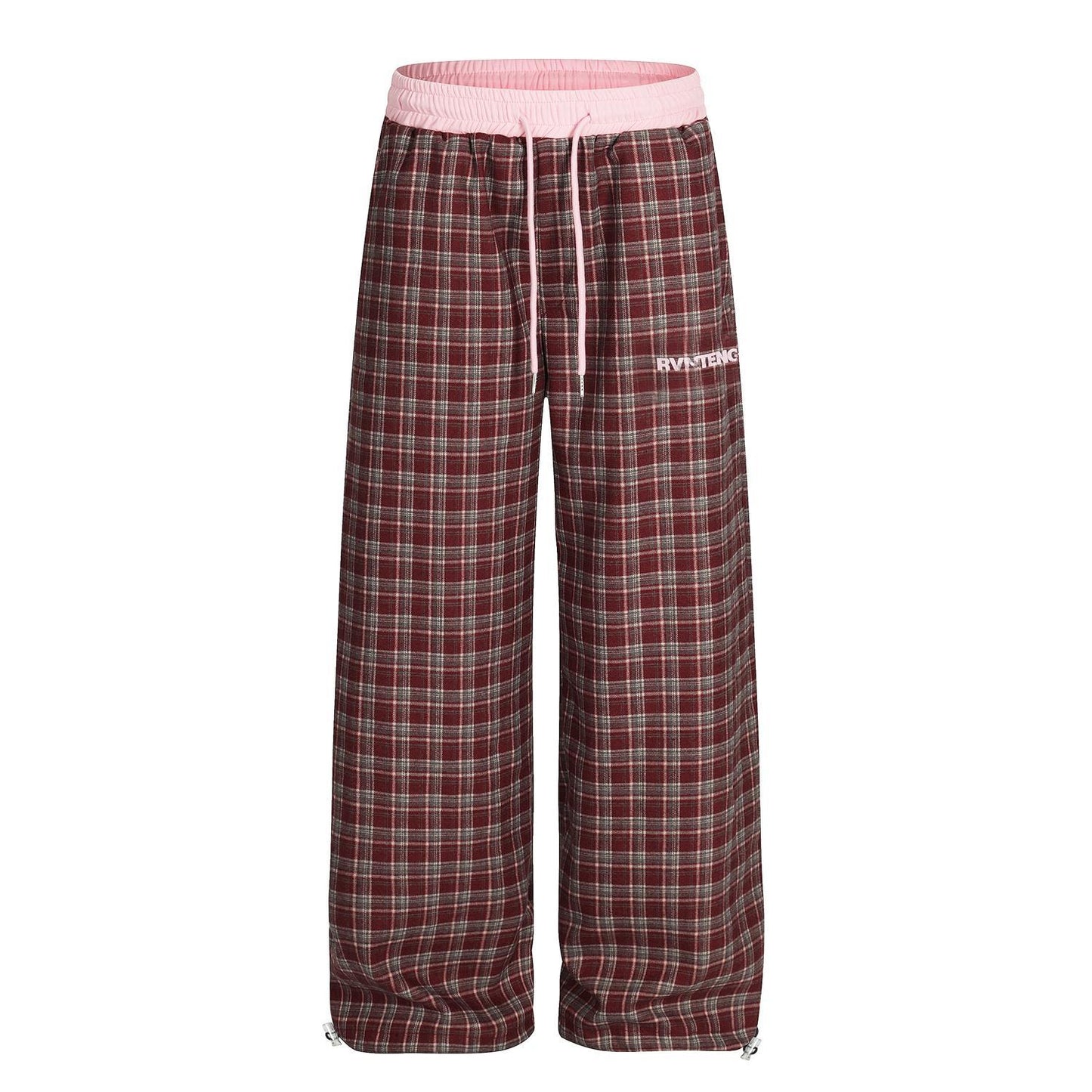 Retro contrasting plaid loose casual pants