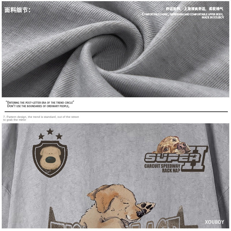 Loose Faded Washed Cotton Short Sleeve T-Shirt Men Oversize