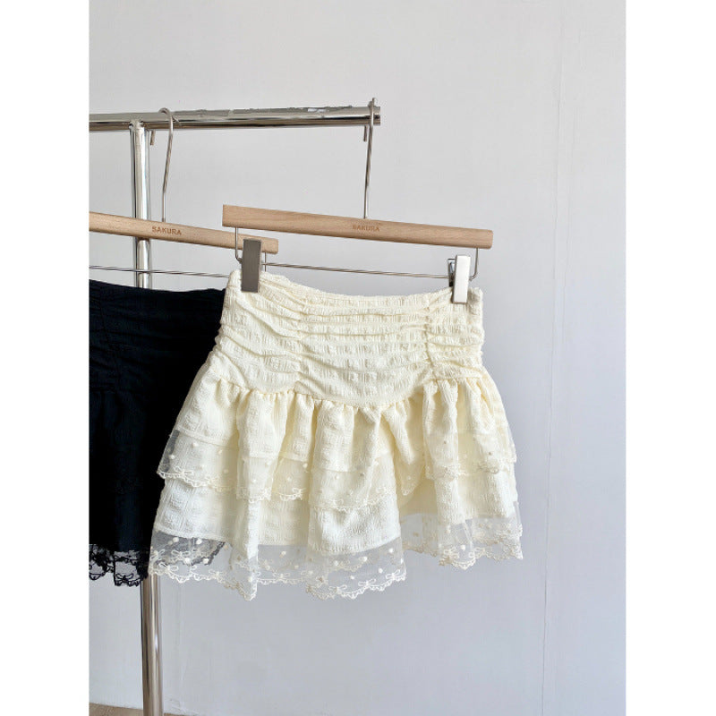 Mesh Lace Ballet Pure & Seductive Style High-Waisted Lace Skirt Women's Arrival Anti-See-Through Short Skirt