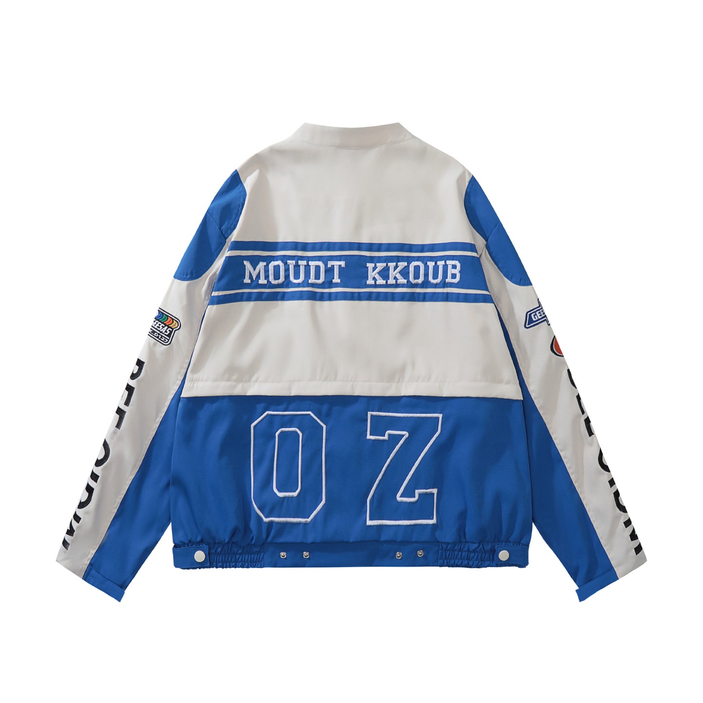 Motorcycle Jacket with Embroidery and Zipper Closure