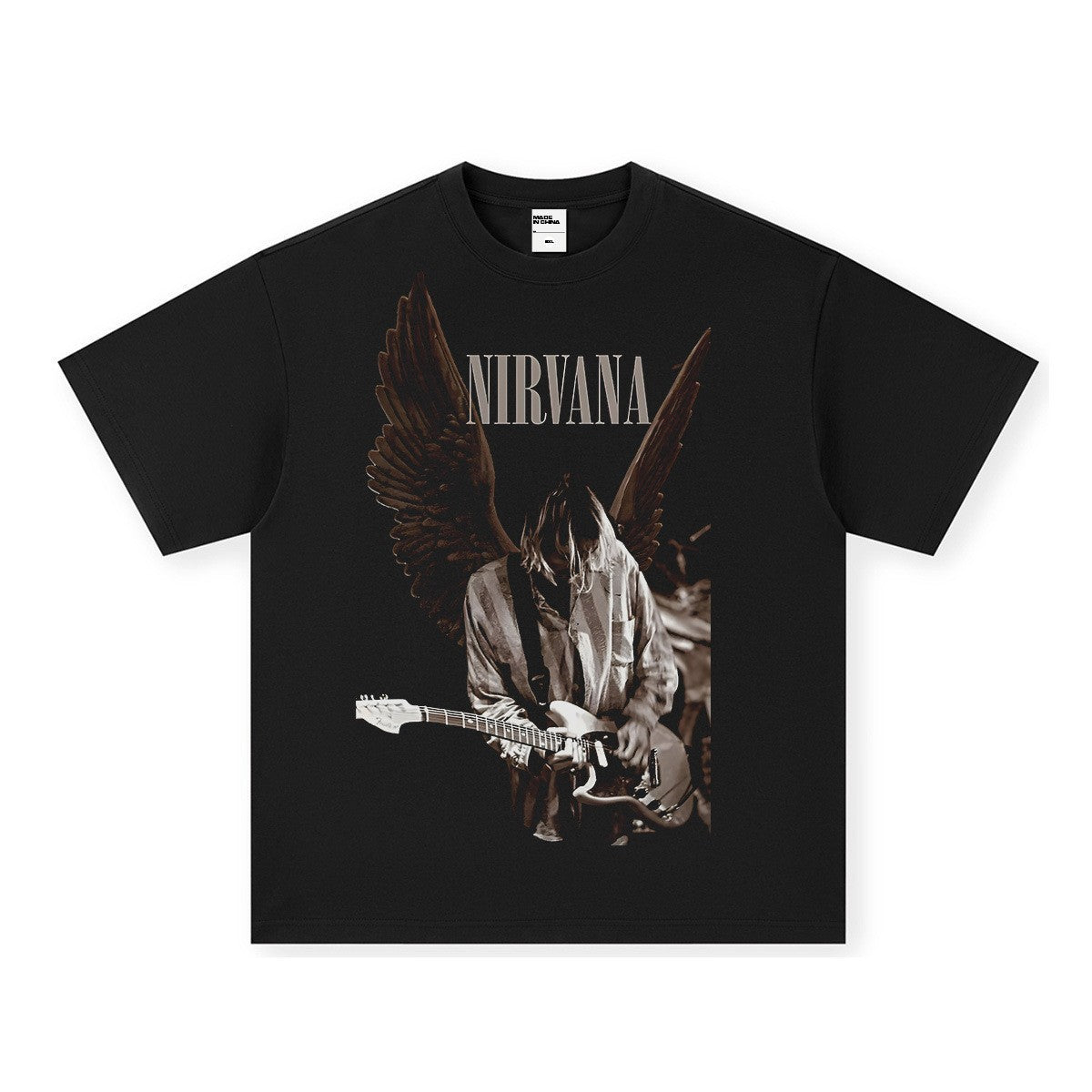Nirvana Band T-Shirt Long Sleeve Vintage American Retro Washed Aged Nirvana Short Sleeve Tee