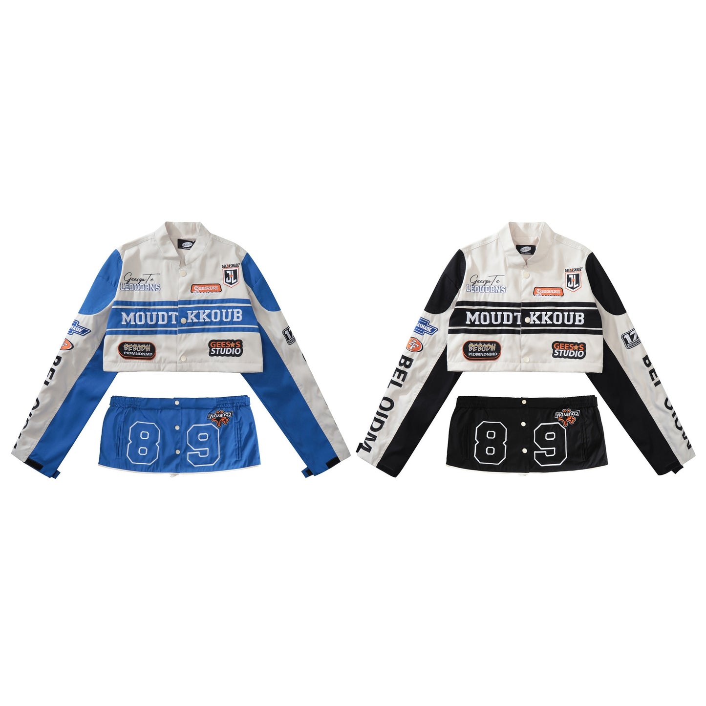 Motorcycle Jacket with Embroidery and Zipper Closure