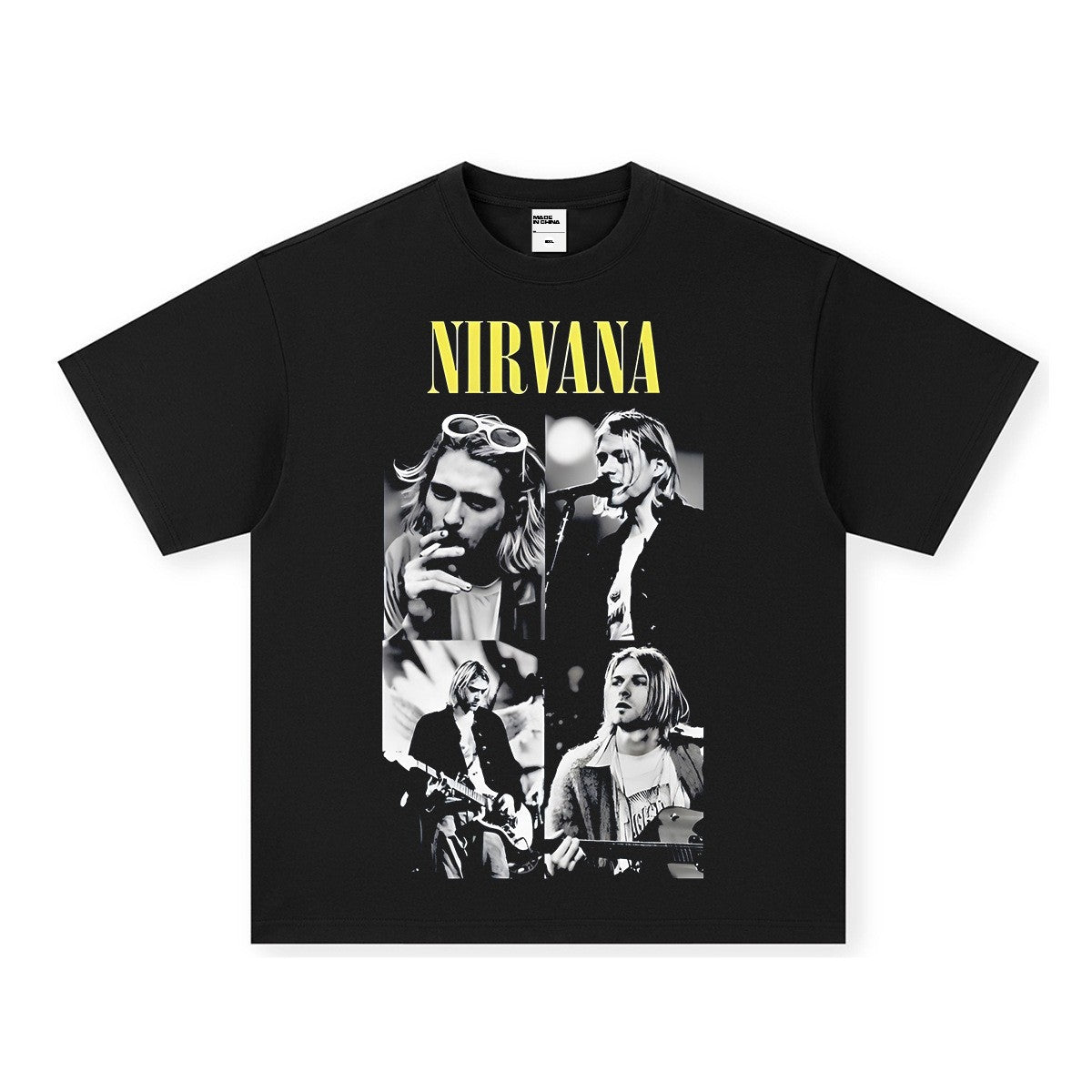 Nirvana Band T-Shirt Long Sleeve Vintage American Retro Washed Aged Nirvana Short Sleeve Tee