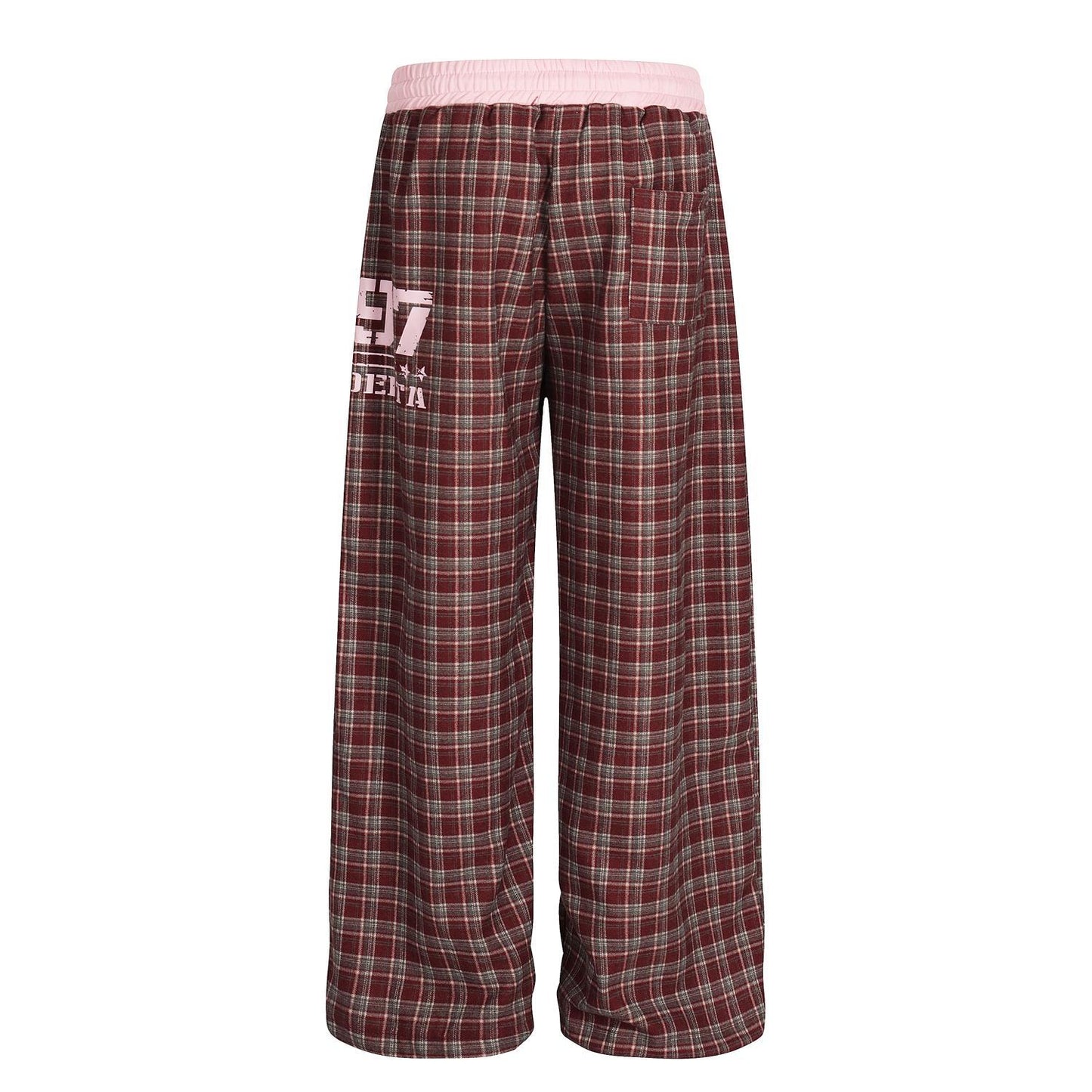Retro contrasting plaid loose casual pants