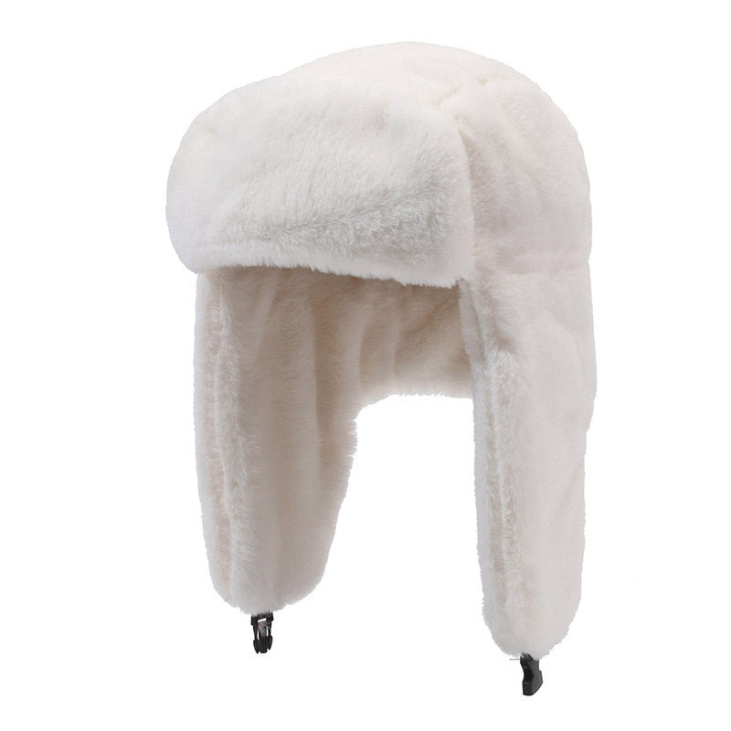 Winter plush Lei Feng hat for men and women, Korean version, warm imitation rabbit fur cold hat, outdoor cycling, cold proof, Northeast thick cotton hat