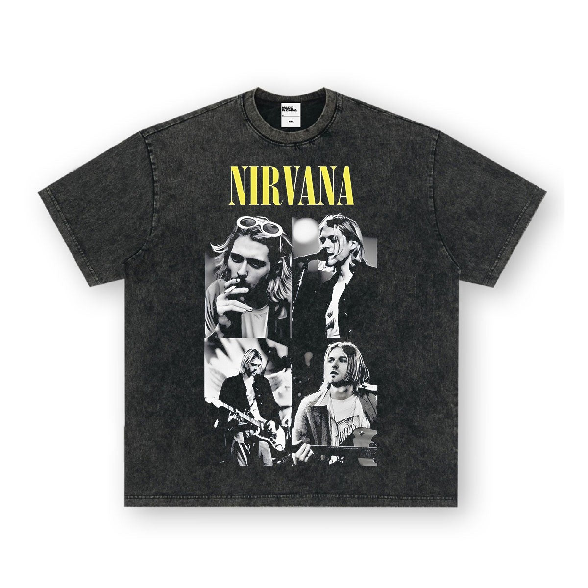 Nirvana Band T-Shirt Long Sleeve Vintage American Retro Washed Aged Nirvana Short Sleeve Tee