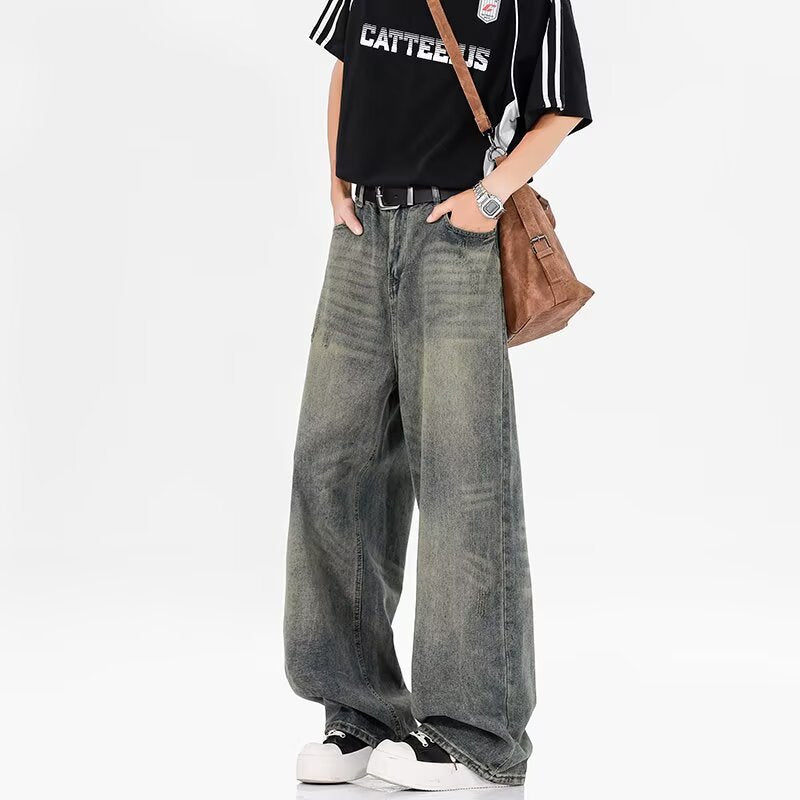 Vintage washed cat whisker jeans