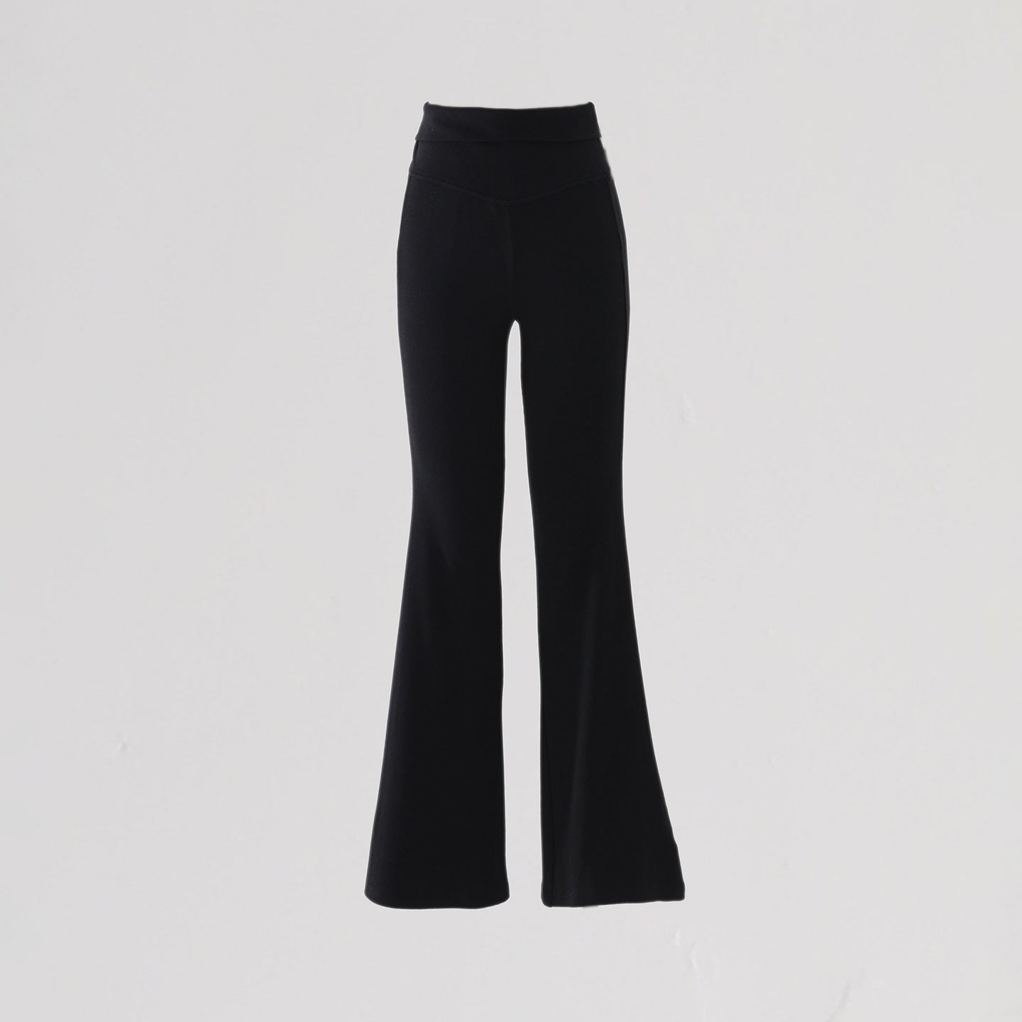 Women's Gray Knit Wide-Leg Pants Tapered Casual Floor-Length Pants