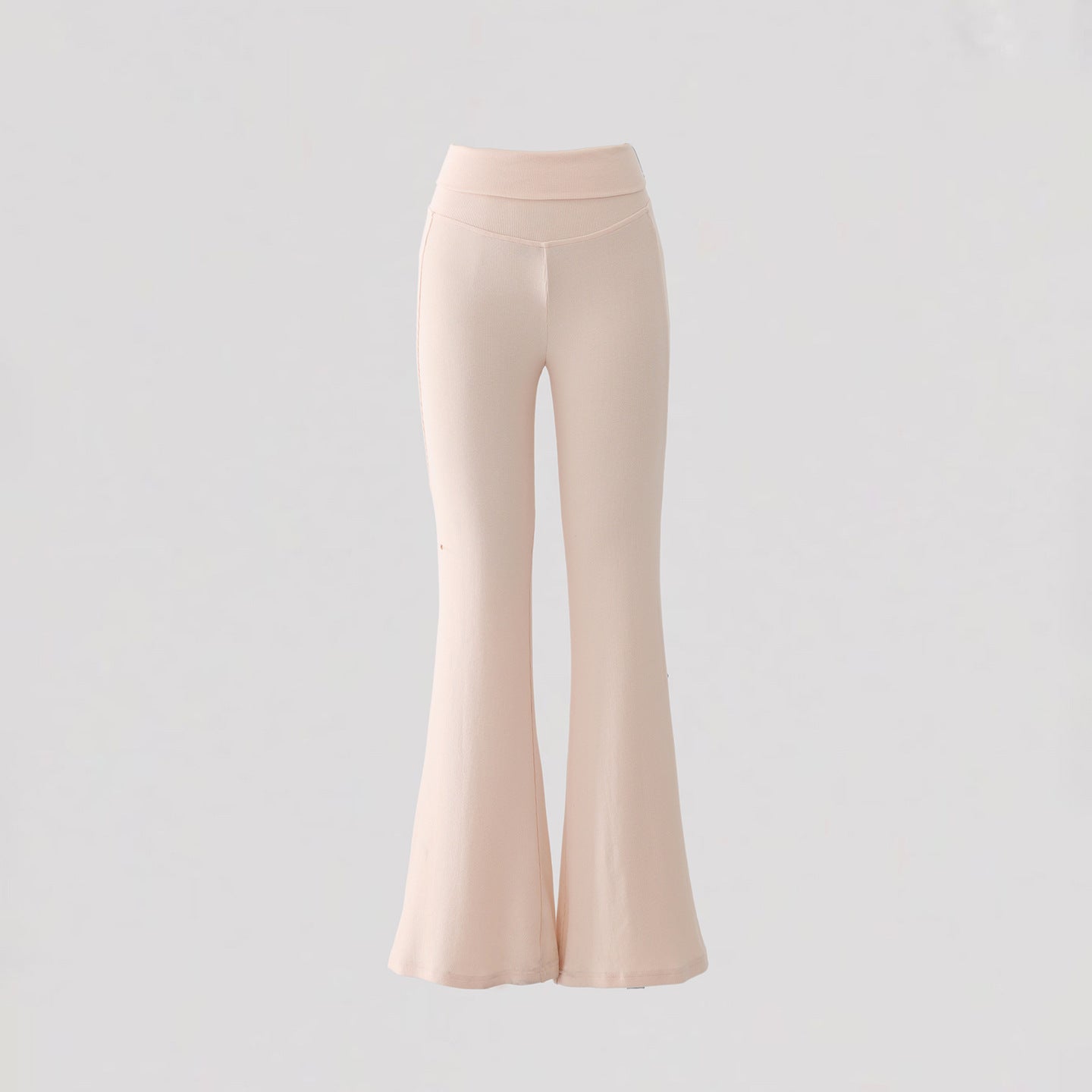 Women's Gray Knit Wide-Leg Pants Tapered Casual Floor-Length Pants