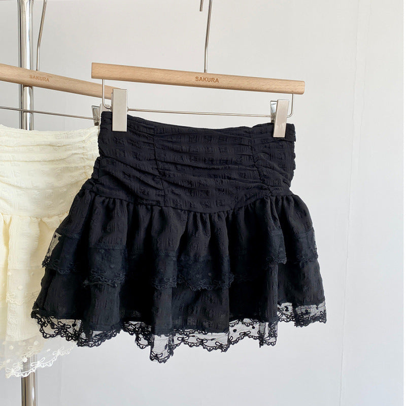 Mesh Lace Ballet Pure & Seductive Style High-Waisted Lace Skirt Women's Arrival Anti-See-Through Short Skirt