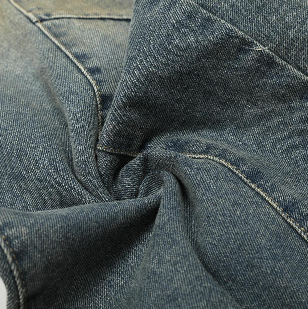 Retro deconstruction design for vintage curved jeans