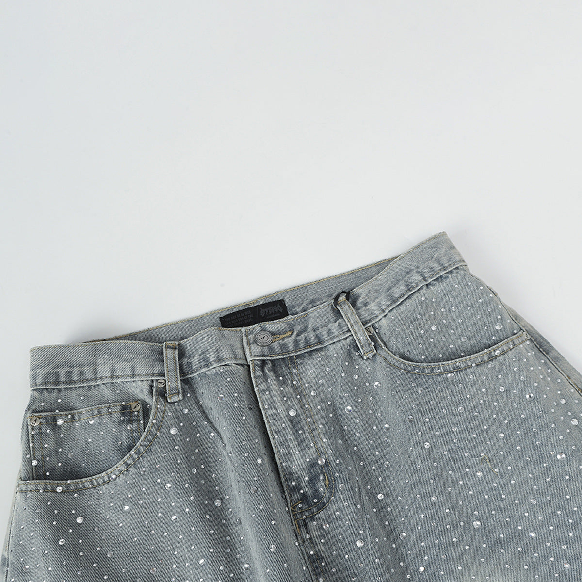 Heavy industry hot stamping jeans wide leg pants
