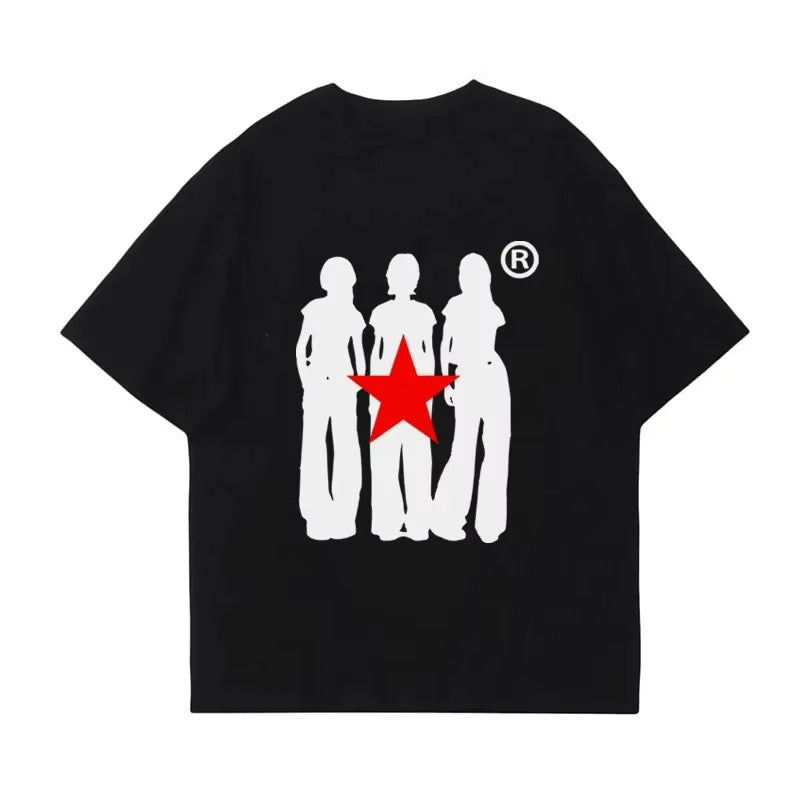 Cotton T-shirt Set wear Harajuku Aesthetic Flat print c