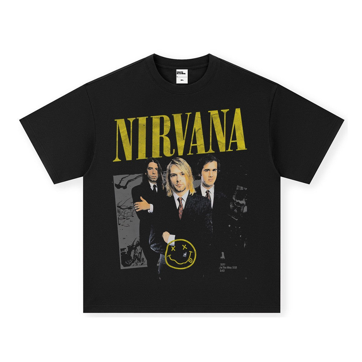 Nirvana Band T-Shirt Long Sleeve Vintage American Retro Washed Aged Nirvana Short Sleeve Tee
