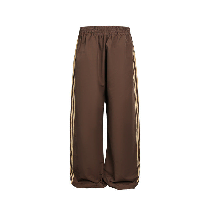 Casual Tape Color Block Sports Pants Unisex Loose Leisure Trousers