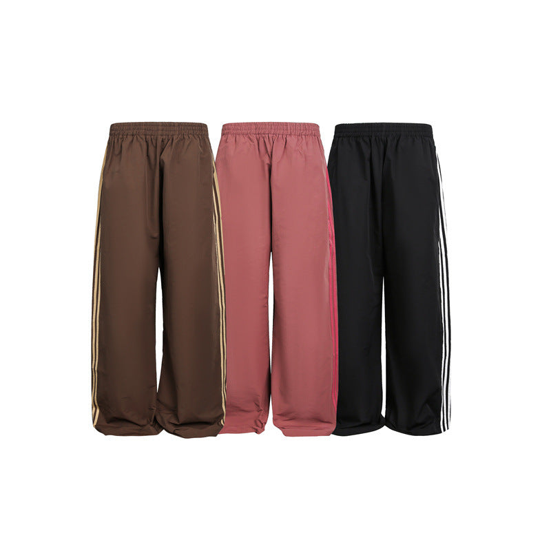 Casual Tape Color Block Sports Pants Unisex Loose Leisure Trousers