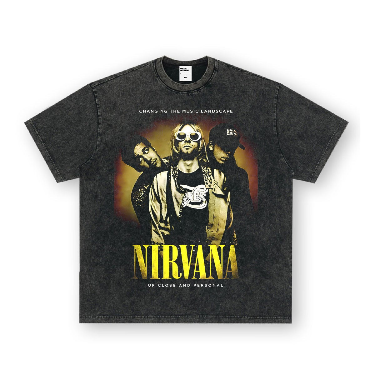 Nirvana Band T-Shirt Long Sleeve Vintage American Retro Washed Aged Nirvana Short Sleeve Tee