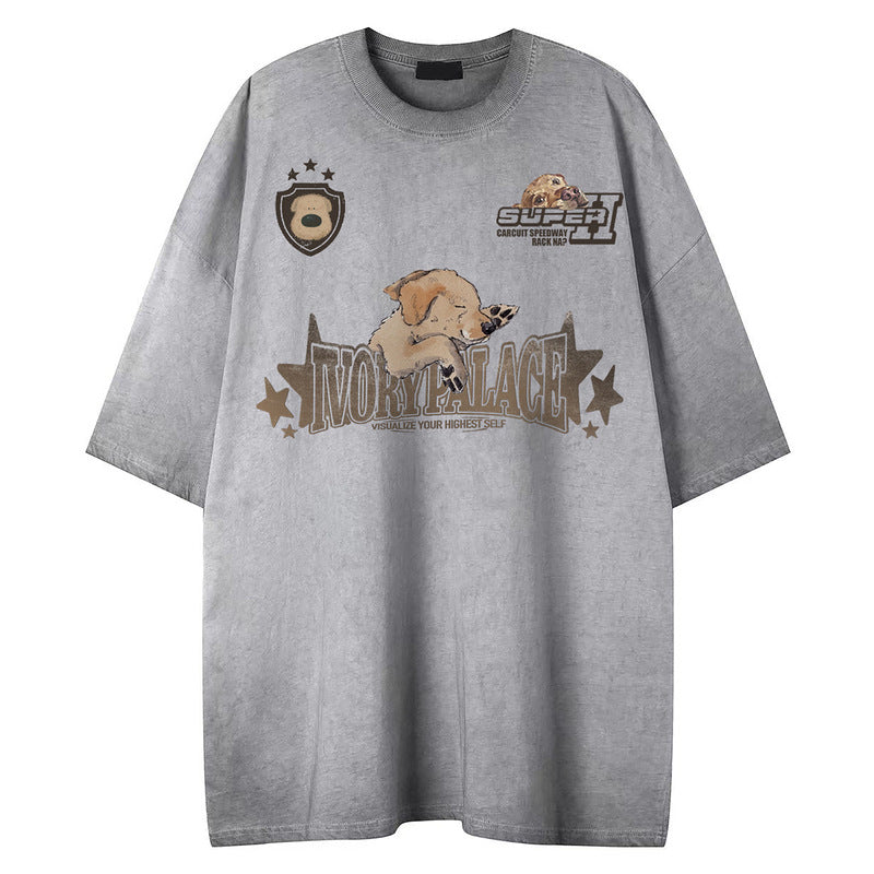Loose Faded Washed Cotton Short Sleeve T-Shirt Men Oversize