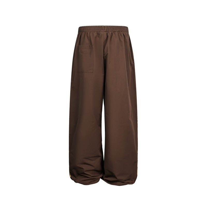 Casual Tape Color Block Sports Pants Unisex Loose Leisure Trousers