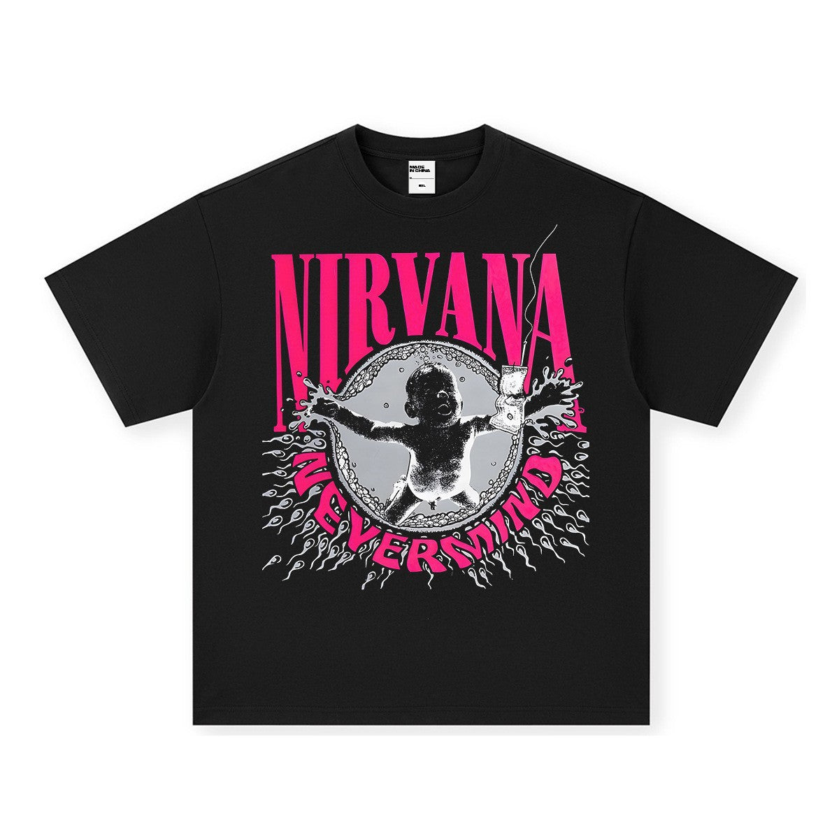 Nirvana Band T-Shirt Long Sleeve Vintage American Retro Washed Aged Nirvana Short Sleeve Tee