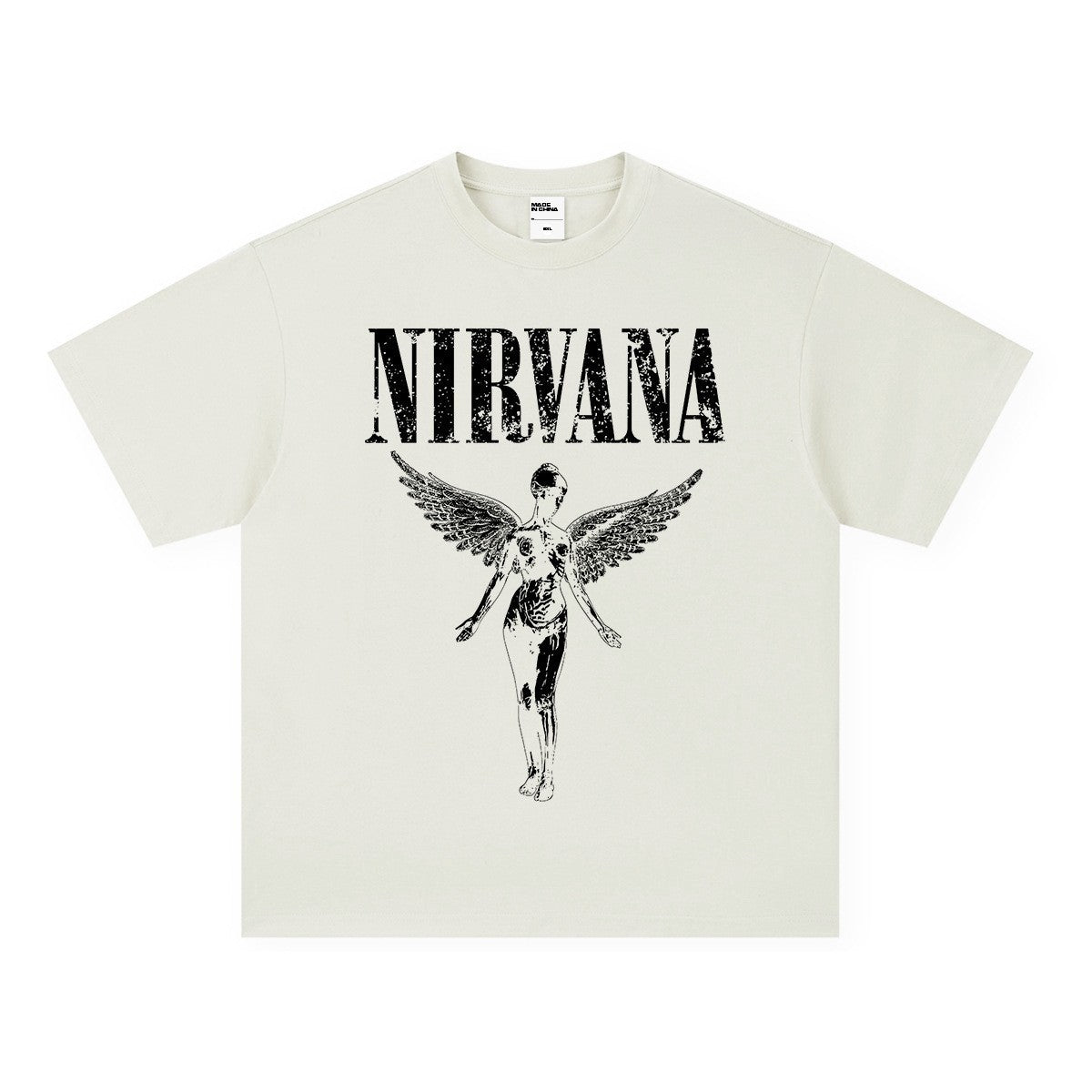 Nirvana Band T-Shirt Long Sleeve Vintage American Retro Washed Aged Nirvana Short Sleeve Tee