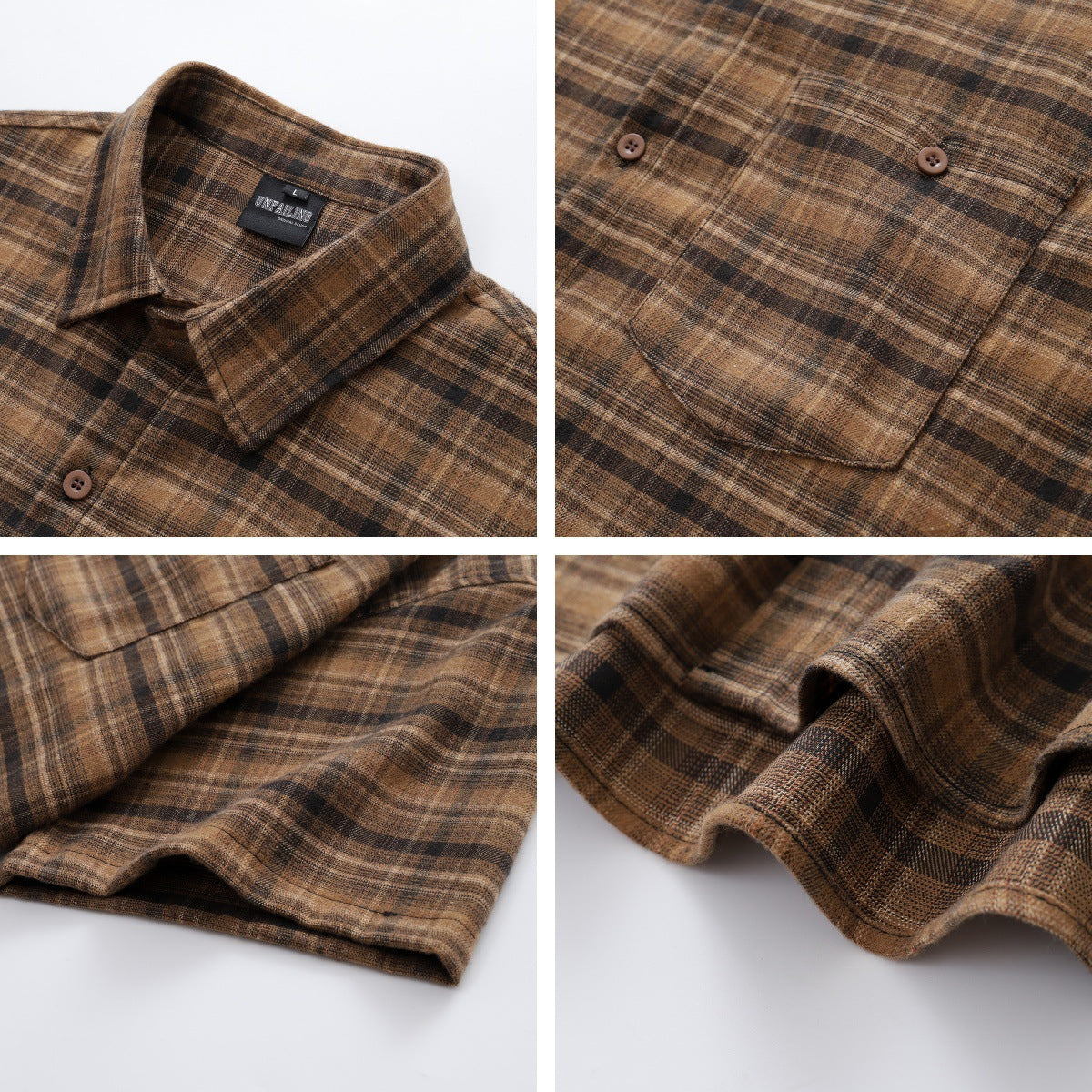Retro Classic Basic Plaid Short Sleeve Shirt Unisex Loose Fit All-Match Couple Blouse Jacket