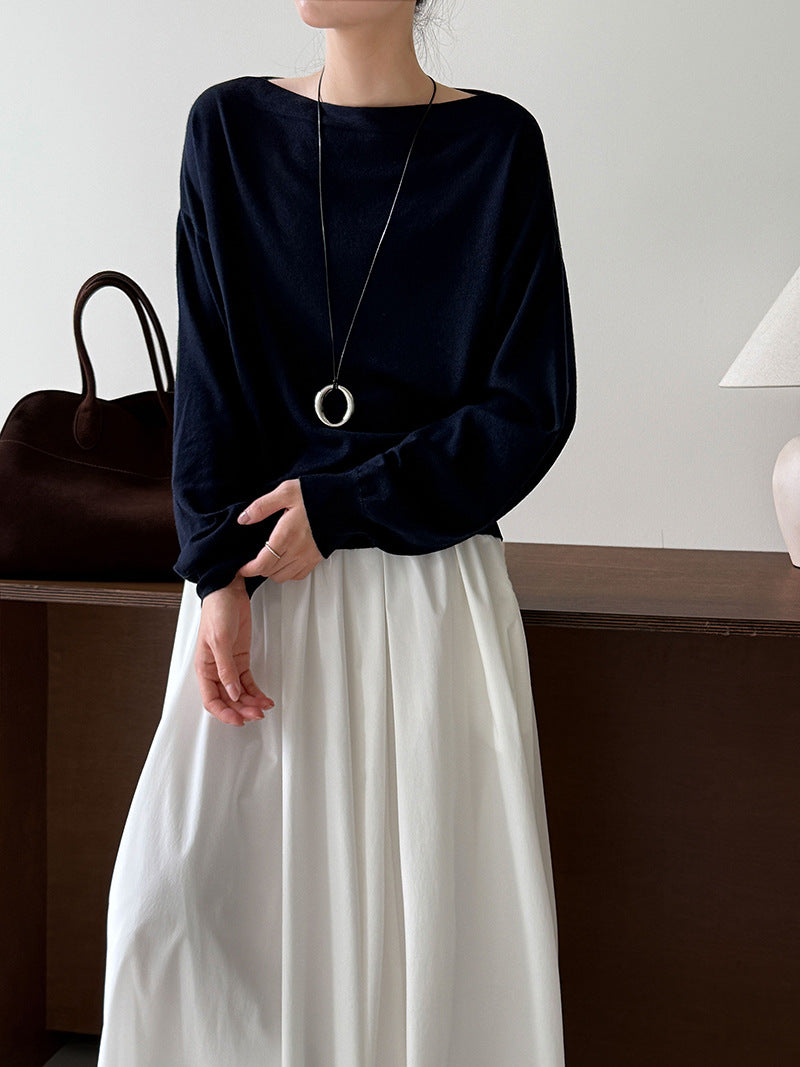 One-Shoulder Wool Knit Top for Women Soft and Cozy Sweater