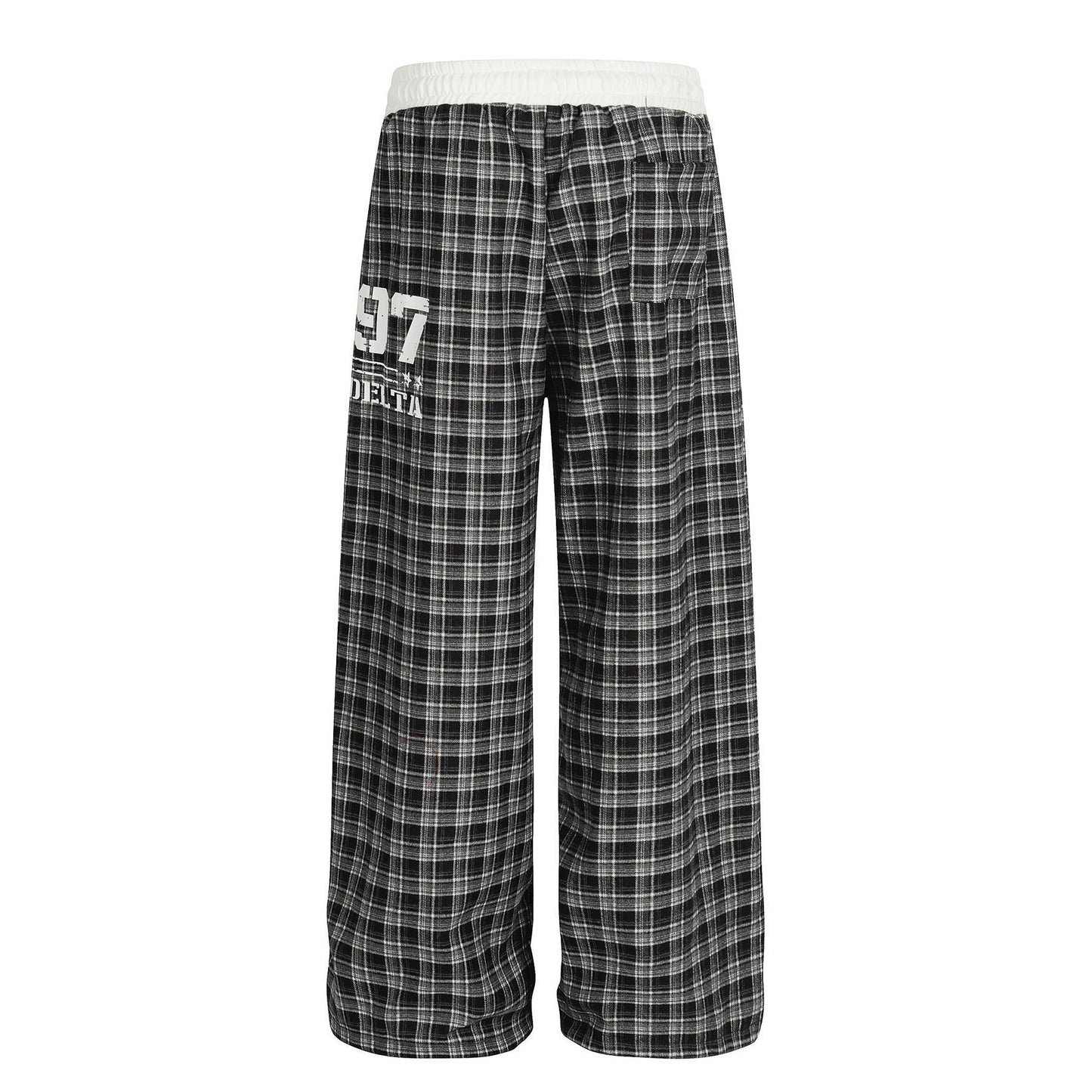 Retro contrasting plaid loose casual pants