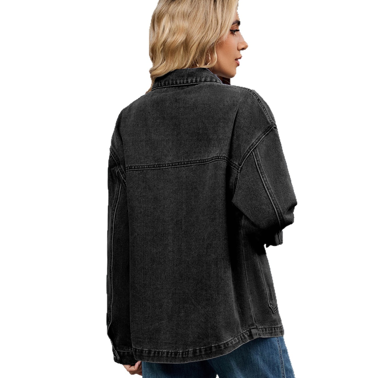 Women's Loose Casual Long-sleeved Jacket Early Autumn New Turn-down Collar Denim Jacket