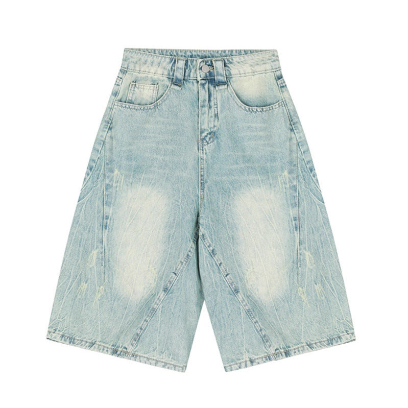 Cropped denim shorts