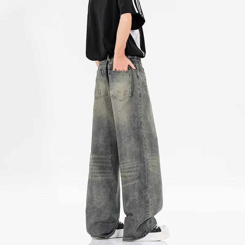Vintage washed cat whisker jeans