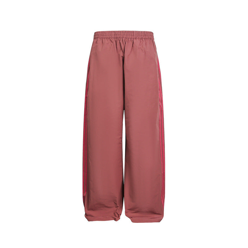 Casual Tape Color Block Sports Pants Unisex Loose Leisure Trousers