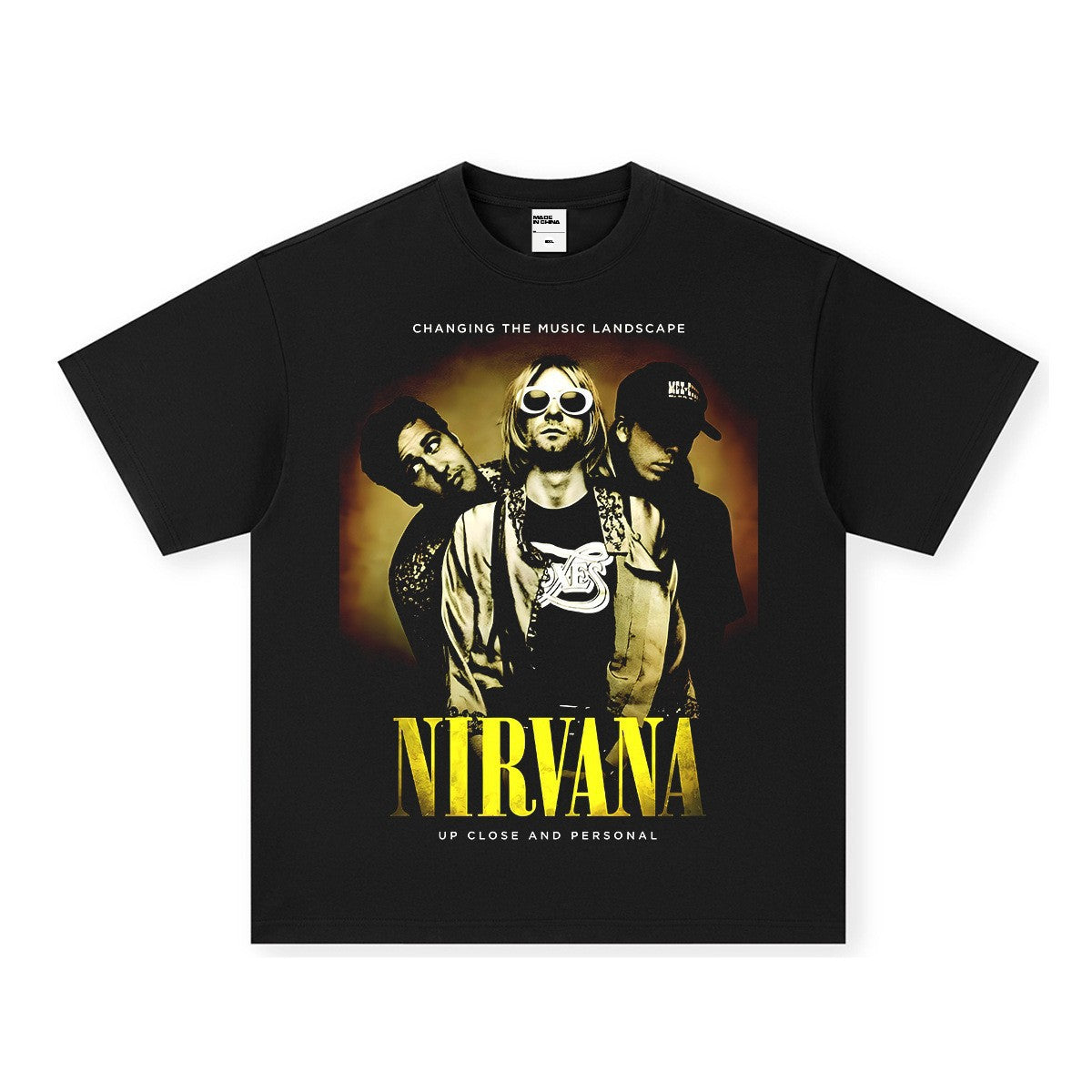 Nirvana Band T-Shirt Long Sleeve Vintage American Retro Washed Aged Nirvana Short Sleeve Tee