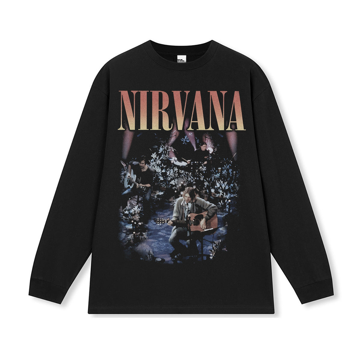 Nirvana Band T-Shirt Long Sleeve Vintage American Retro Washed Aged Nirvana Short Sleeve Tee