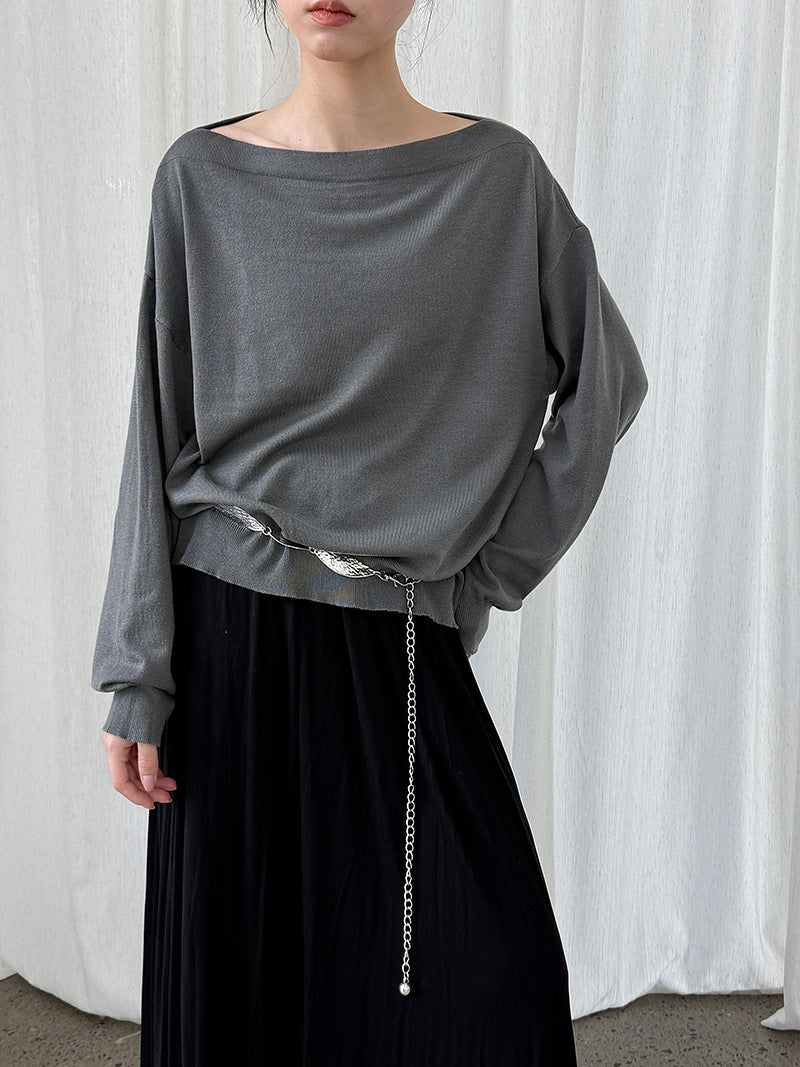 One-Shoulder Wool Knit Top for Women Soft and Cozy Sweater