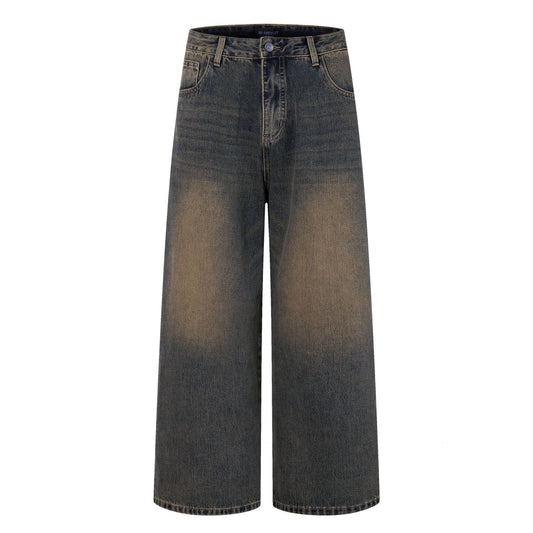 Retro Washed Loose Straight Jeans